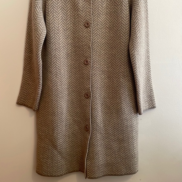 Gio & Gio Olivia Sweater Coat Womens XL Long Line Cardigan Wool Blend Taupe NEW - Picture 8 of 17